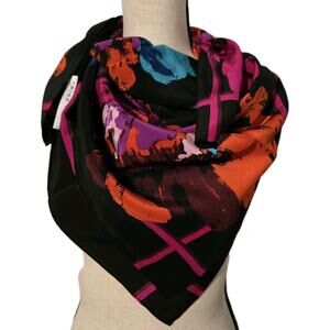 Trina Turk Abstract Floral Silk Scarf Luxury Multicolor 35" SQUARE